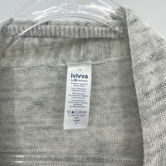 IVIVVA By Lululemon Knit Sweater Girls Size 14 Cotton Blend Open Front Cardigan - Picture 2 of 7